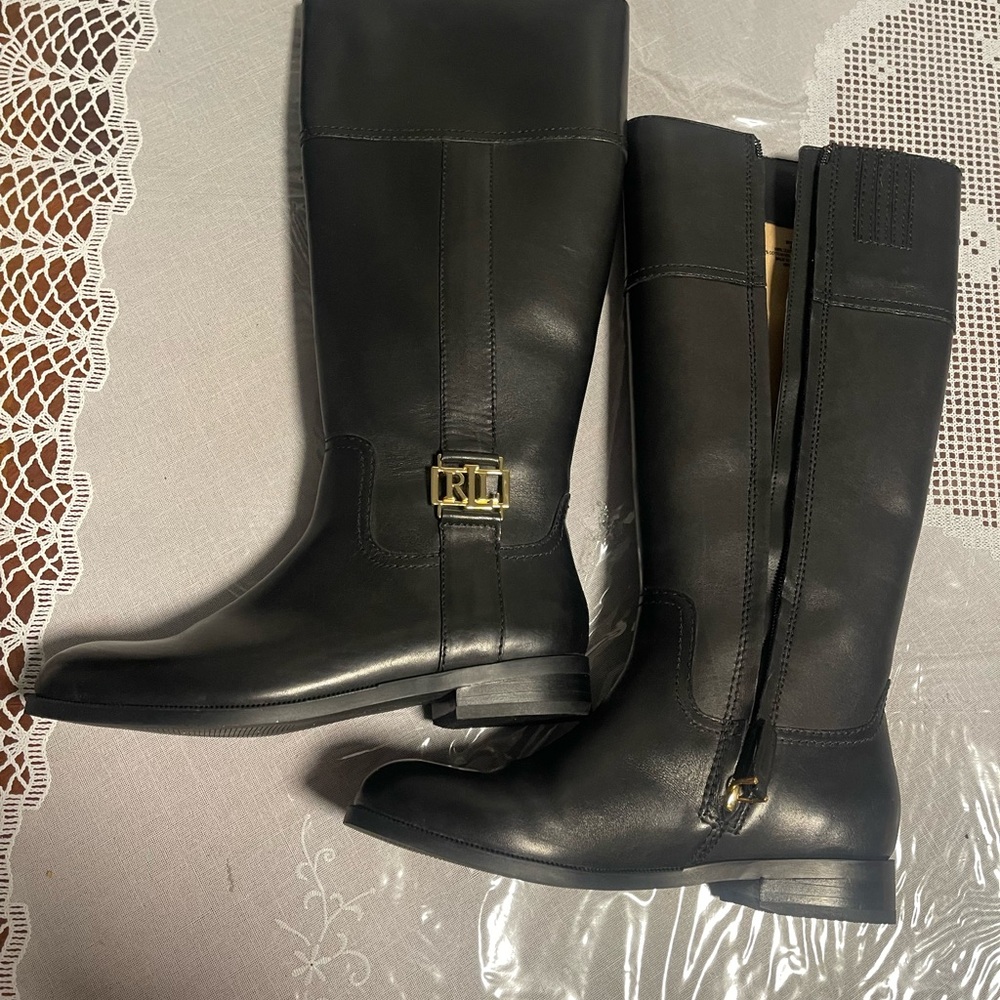Ralph Lauren Black Heeled Boots - Picture 3 of 5
